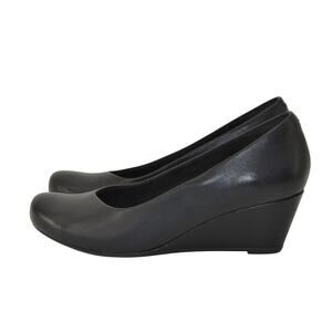 Clarks Collection Flores Tulip Wedge Womens Black Sz7.5 Pump